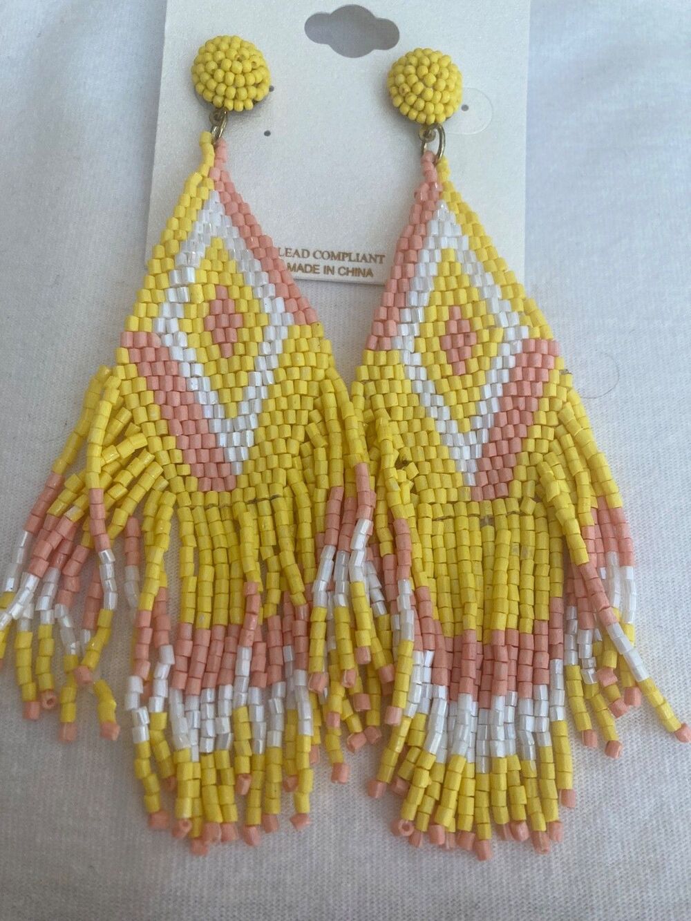 Natasha Yellow Bohemian Beaded Chandelier Earrings - Picture 2 of 4